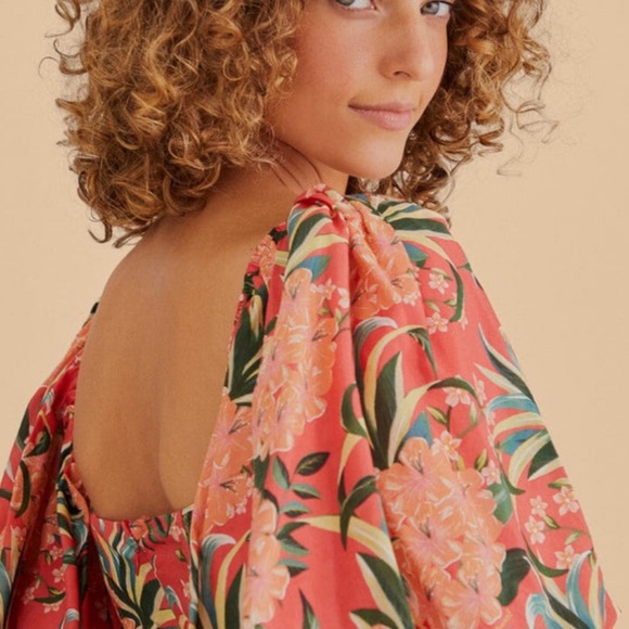 NWT Farm Rio Red Pineapple Bloom Cut Out Midi Dress, Size Medium - Picture 3 of 10